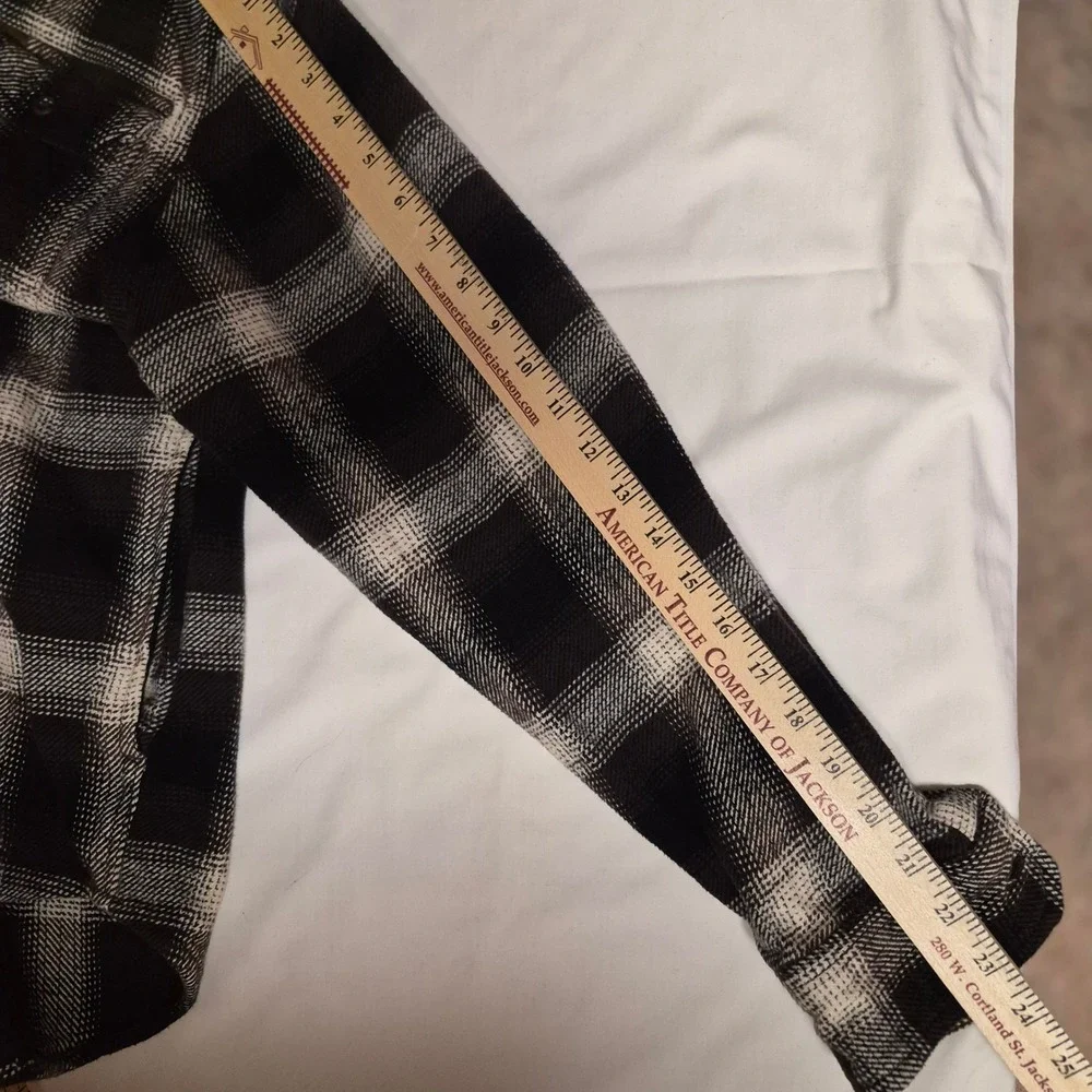 Orvis‎ Men's Heavyweight Shacket Medium Black White Plaid Button Down Cotton